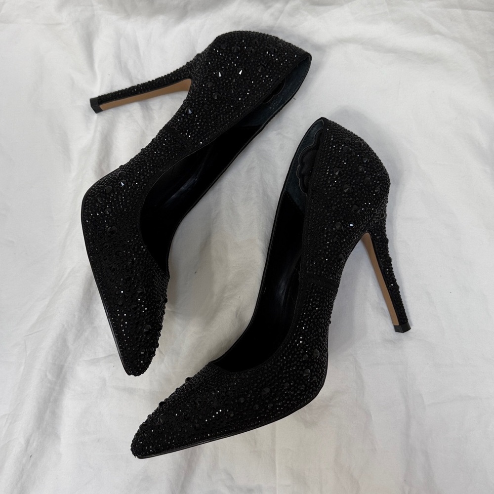 Women’s Charles By Charles David Black Rhinestone Stiletto High Heels. Size 8 - Picture 12 of 15